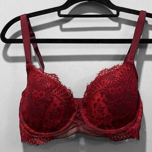 La Senza Red Floral Lace Underwire Bra Size 32DD